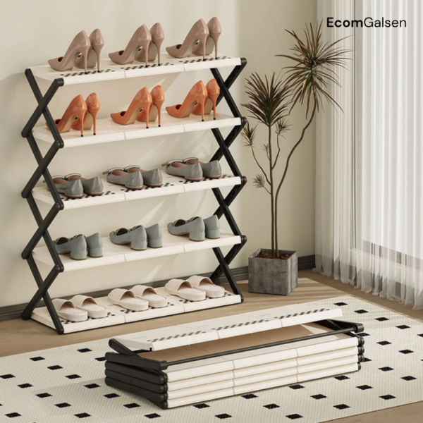 Étagère à chaussures pliable : Rangement malin et gain de place – Image 2